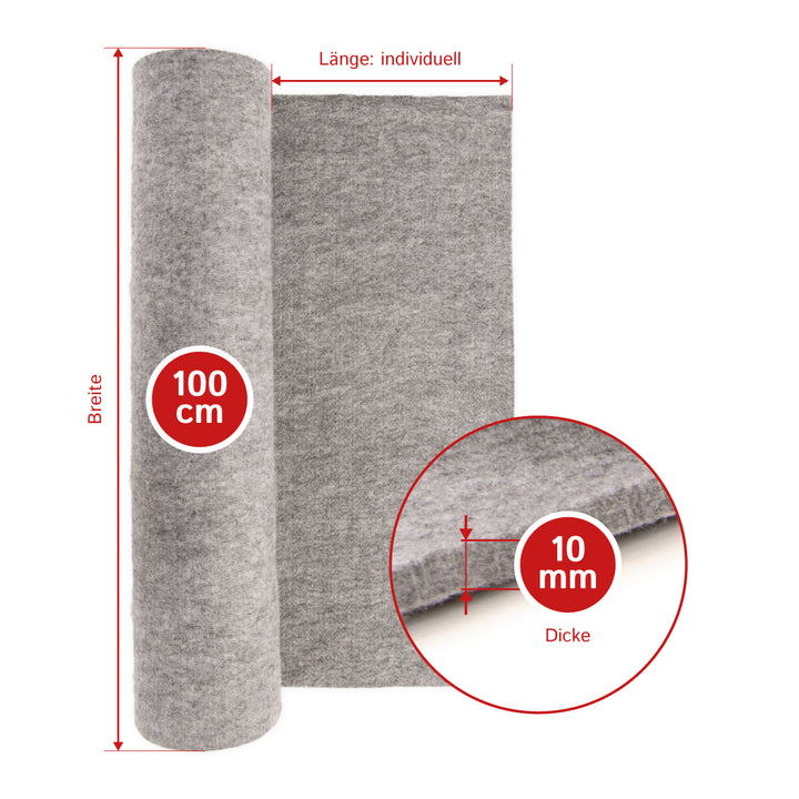 Akustikfilz Meterware selbstklebend 10 mm aus PES, Made in Germany