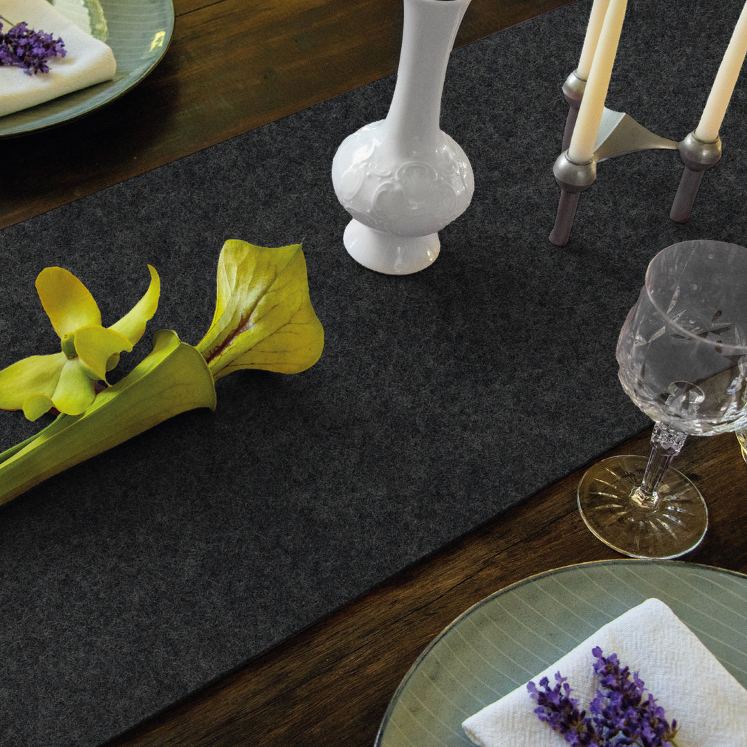 Table runner made of designer felt from filzbrand, square, 150 x 30 cm, 3 mm thick, 1 piece, pastel orange