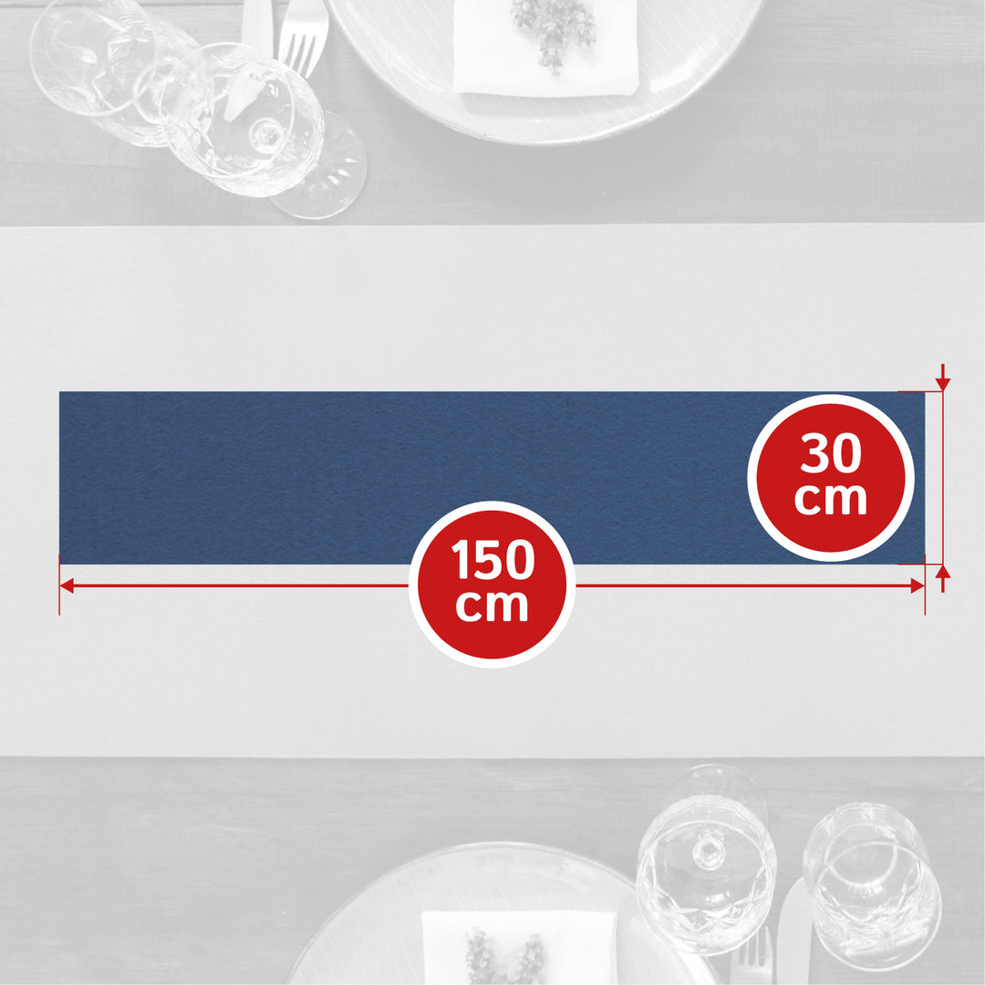 Table runner made of designer felt, rectangular, 150 x 30 cm, 3 mm thick, 1 piece