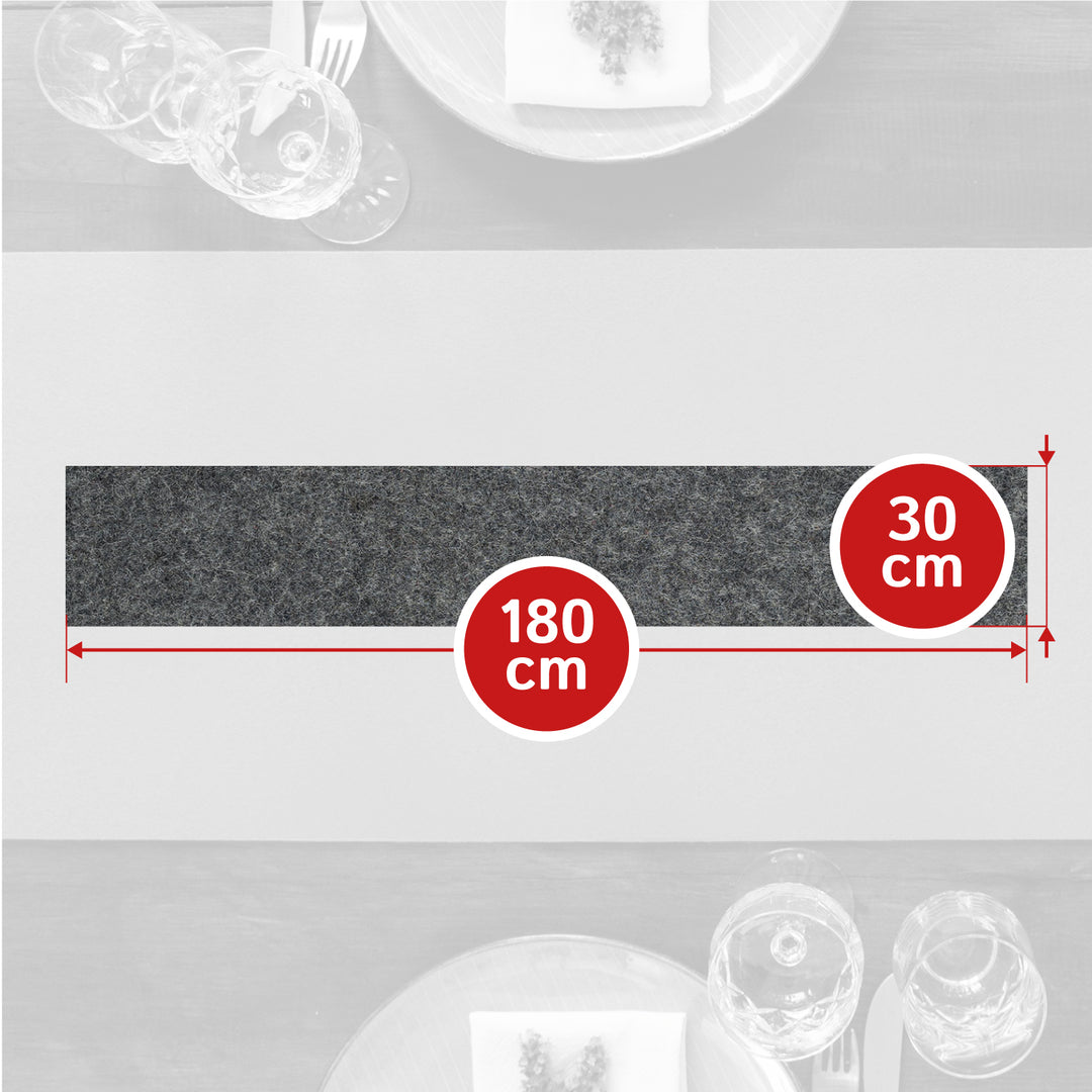 Table runner made of designer felt, square, 150x30 cm, 5mm thick, 1 piece