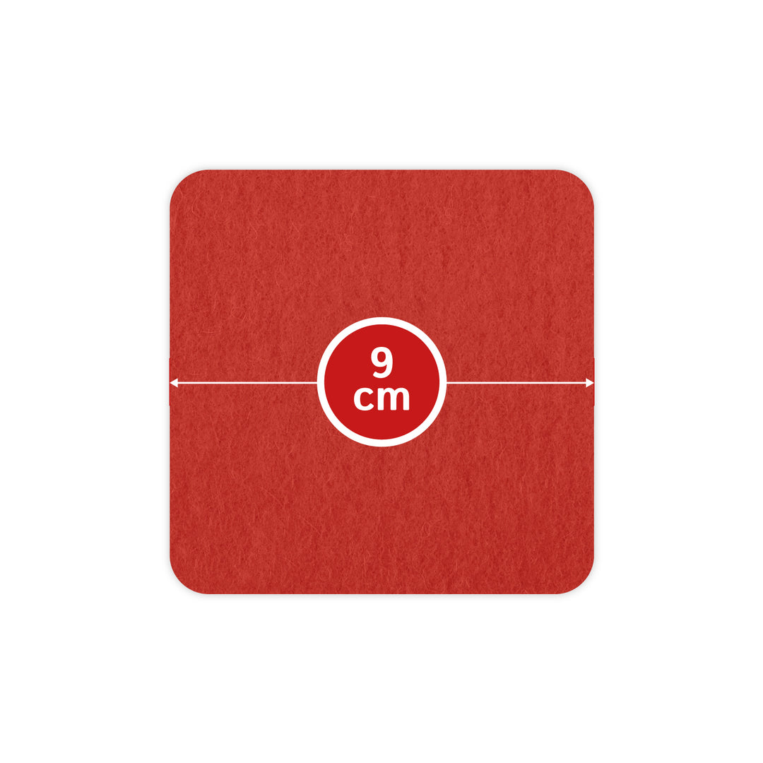 Filz Glasuntersetzer in koralle 4 Stück 3mm dick 9x9cm