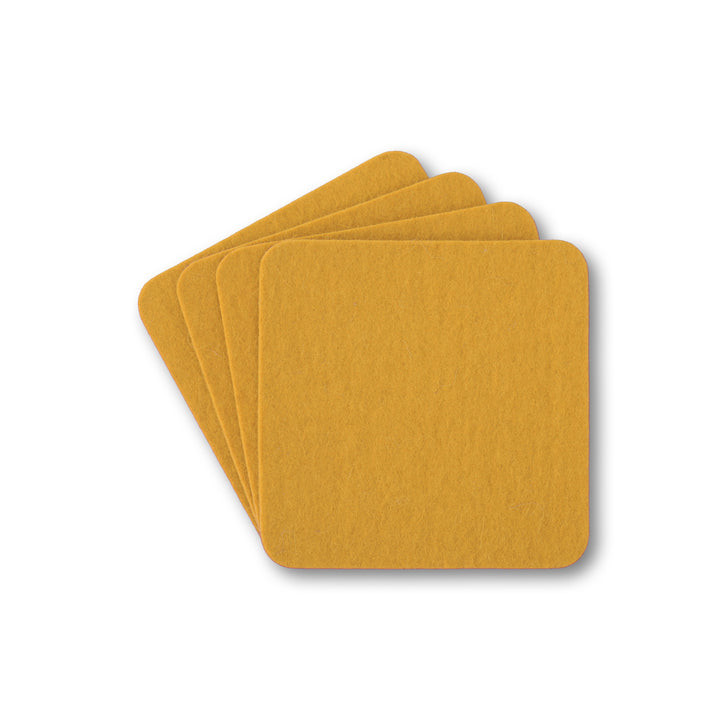 Beer mat coasters made of felt from filzbrand, rounded corners, 9 x 9 cm, 5 mm thick, 4 pieces, carmine red