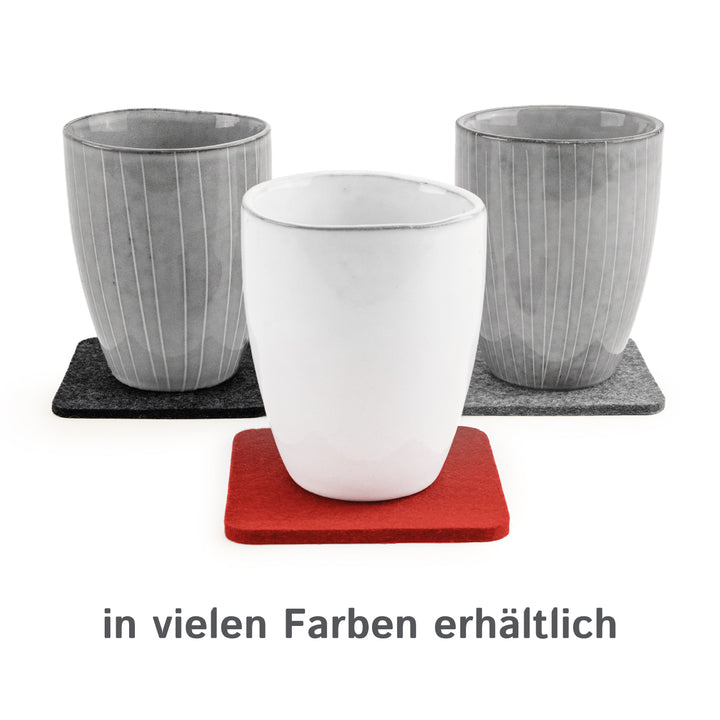 Filz Glasuntersetzer in koralle 4 Stück 5mm dick 9x9cm