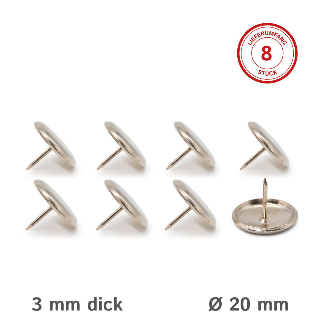 Metal glides with round nail, 3mm thick