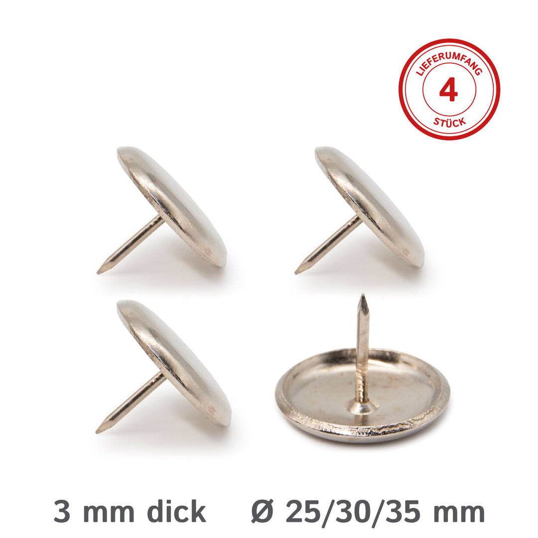 Metal glides with round nail, 3mm thick