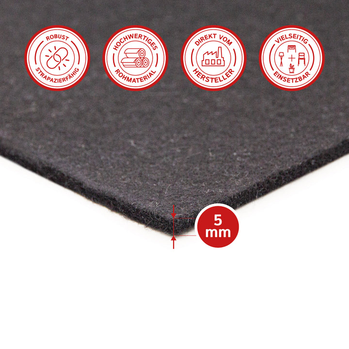 Felt Sheet, 5mm thick (solid 0.36 kg/cdm)