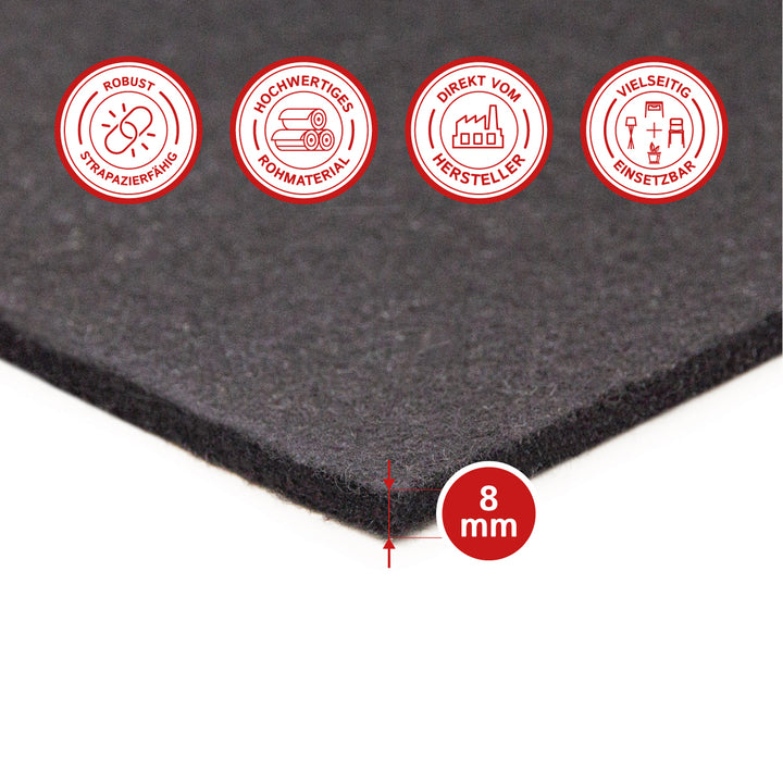 Wollfilz Zuschnitt 8 mm dick, (fest - 0,36 g/cm³)