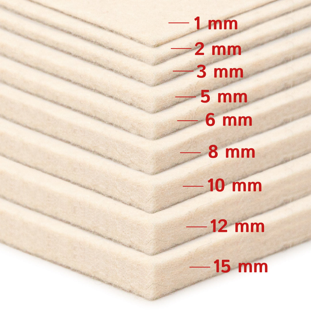 Filzplatte 12 mm dick, (fest 0,36 kg/cdm)