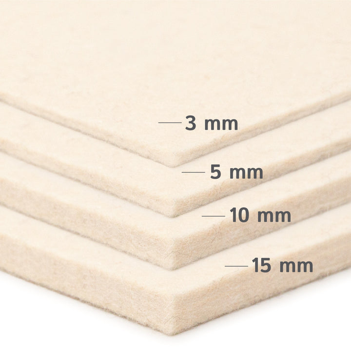 Wollfilz Zuschnitt 15mm dick, (fest - 0,36 g/cm³)