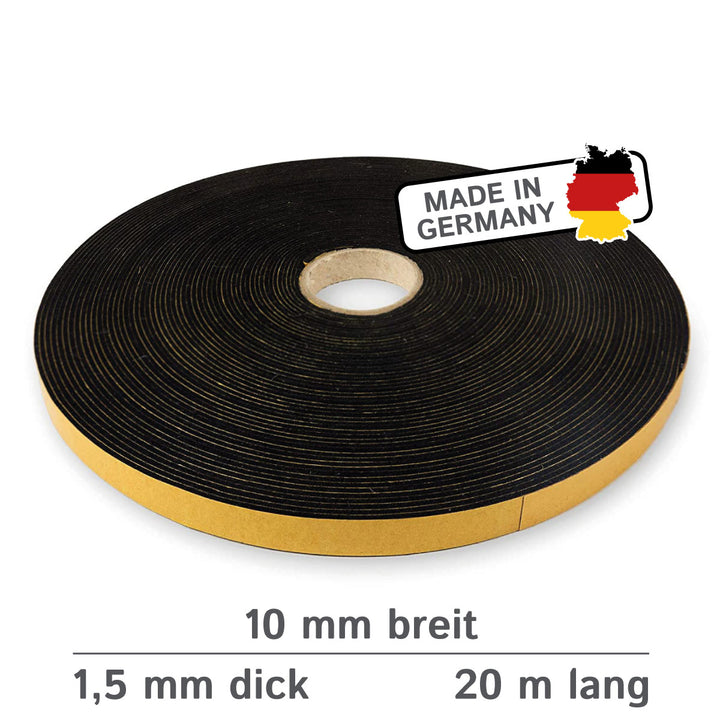 Filzband selbstklebend 10 mm breit, 1,5 mm dick, 20 m lang - vielseitiger Filzstreifen aus Wolle und Viskose