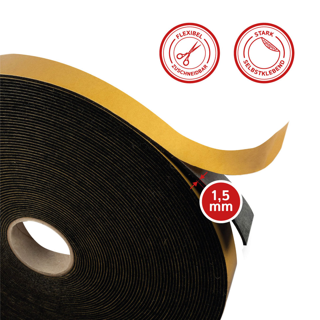 Felt tape, self-adhesive, 20mm wide, 1.5mm thick, 20m long