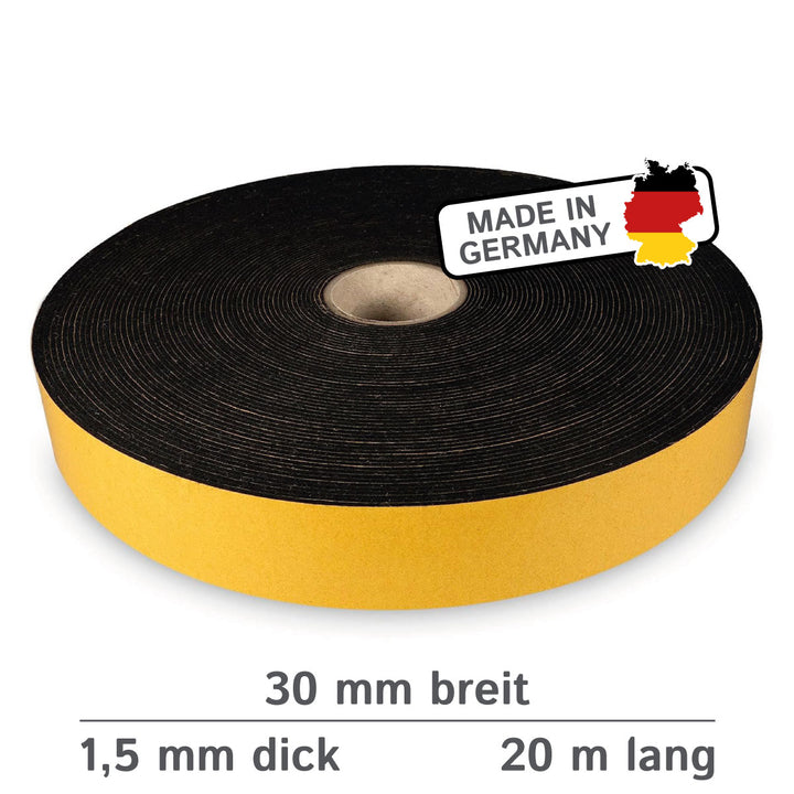 Filzband selbstklebend 30 mm breit, 1,5 mm dick, 20 m lang - vielseitiger Filzstreifen aus Wolle und Viskose