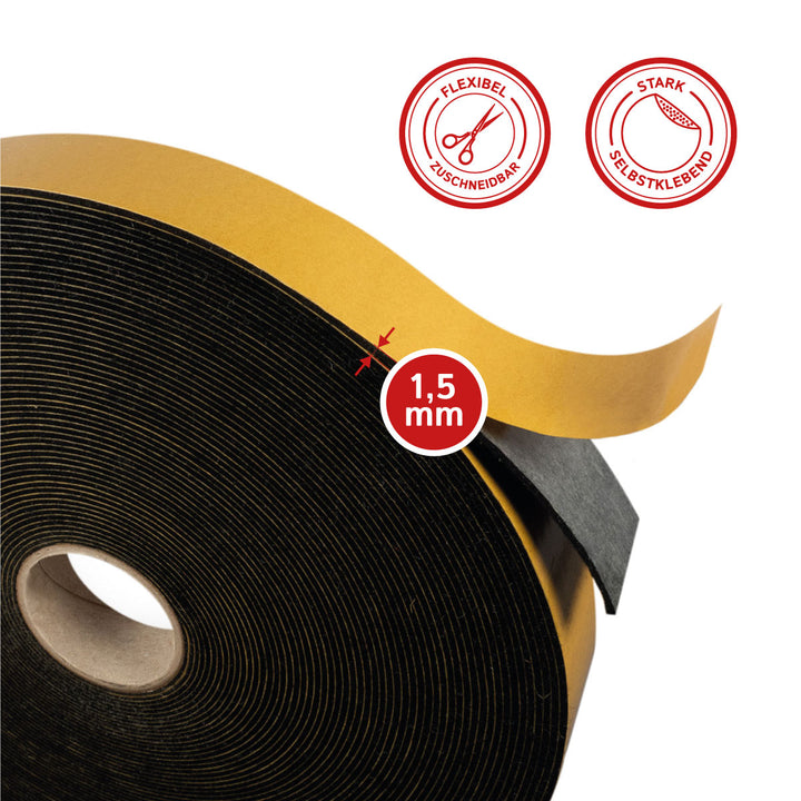 Felt tape, self-adhesive, 30mm wide, 1.5mm thick, 20m long