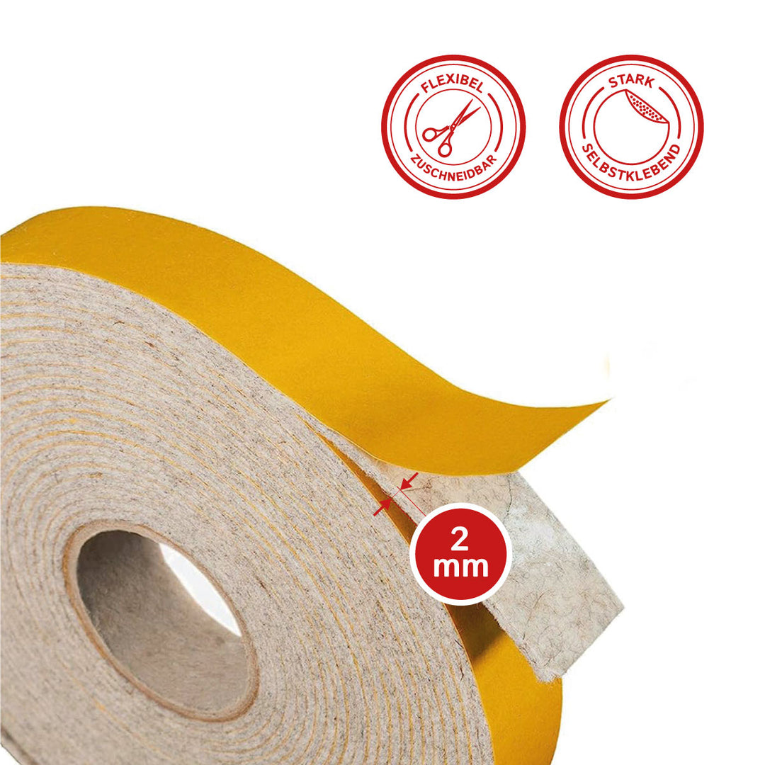 Felt tape, self-adhesive, 20mm wide, mottled grey