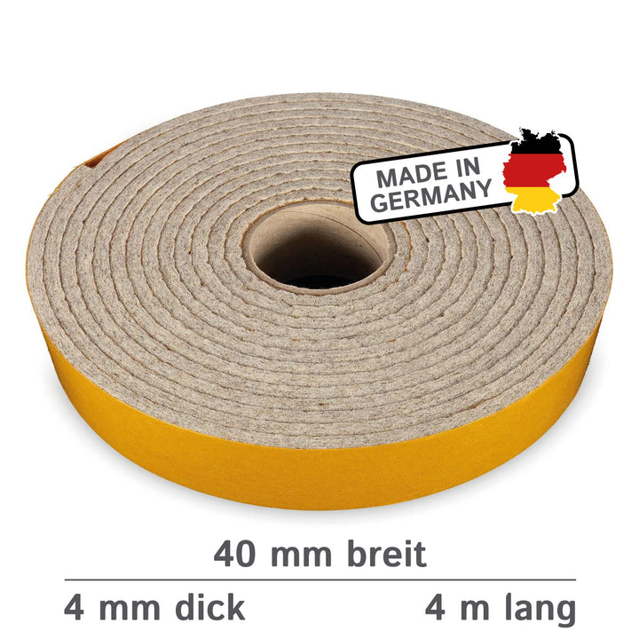 Filzband selbstklebend 40mm breit, 2mm oder 4mm dick, grau meliert (Filz Klebeband, Filzstreifen, Klebe Filz auf Rolle)