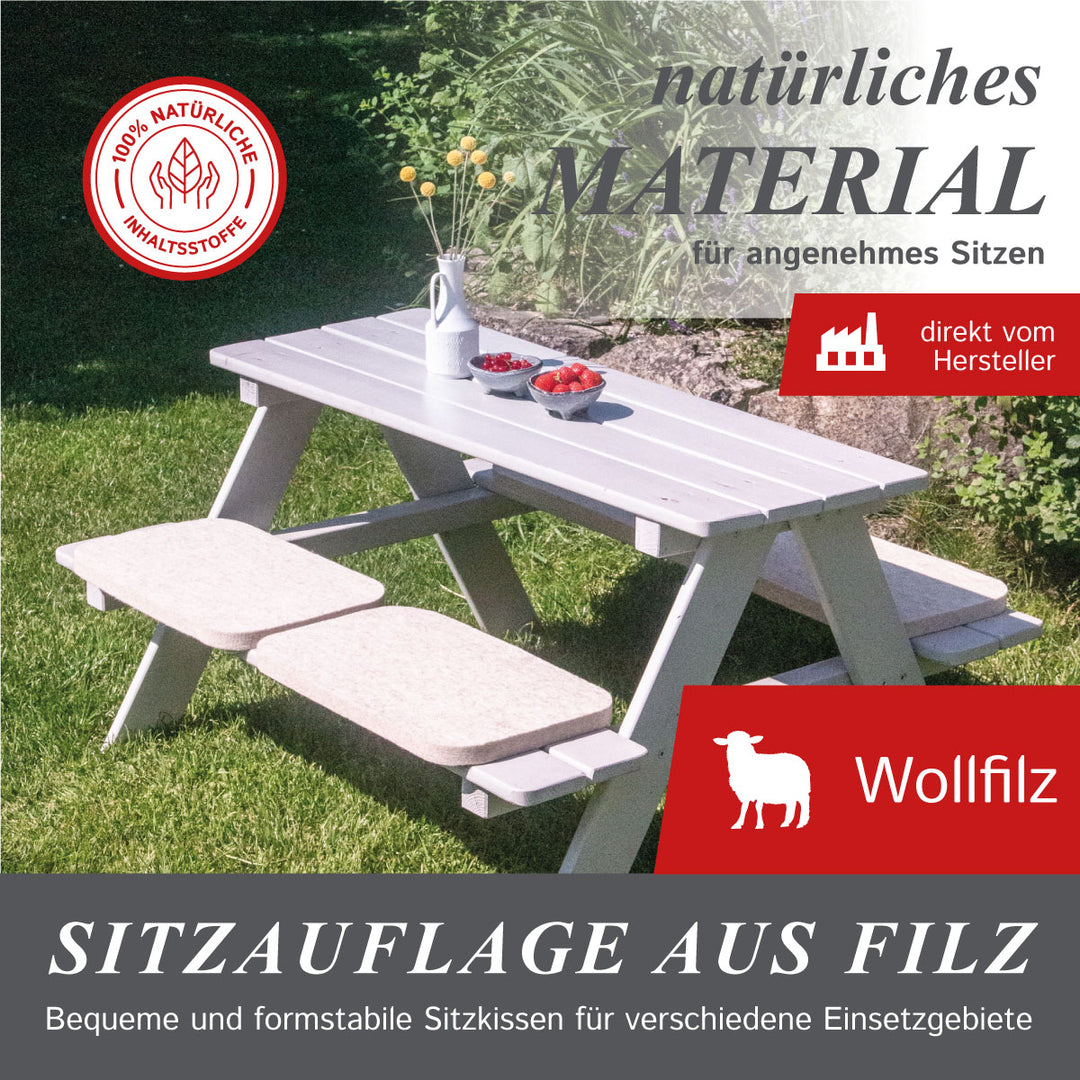 Sitzauflage aus Filz, 100 % Wollfilz, Filz Sitzkissen für Bierbänke oder Stühle - Made in Germany