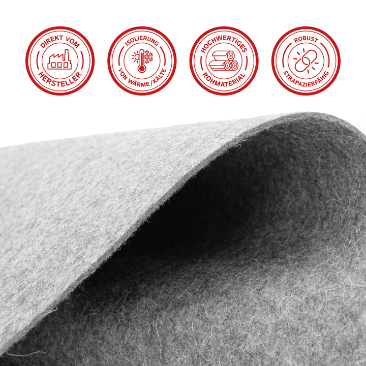 Wool felt by the meter, 1 mm thick, 1.70 m wide (0.20 kg/cdm), thin felt on a roll