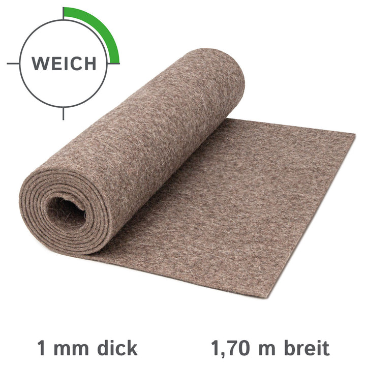 Wool felt sold by the meter 1mm thick, 1.70m wide (0.20 kg/cdm)