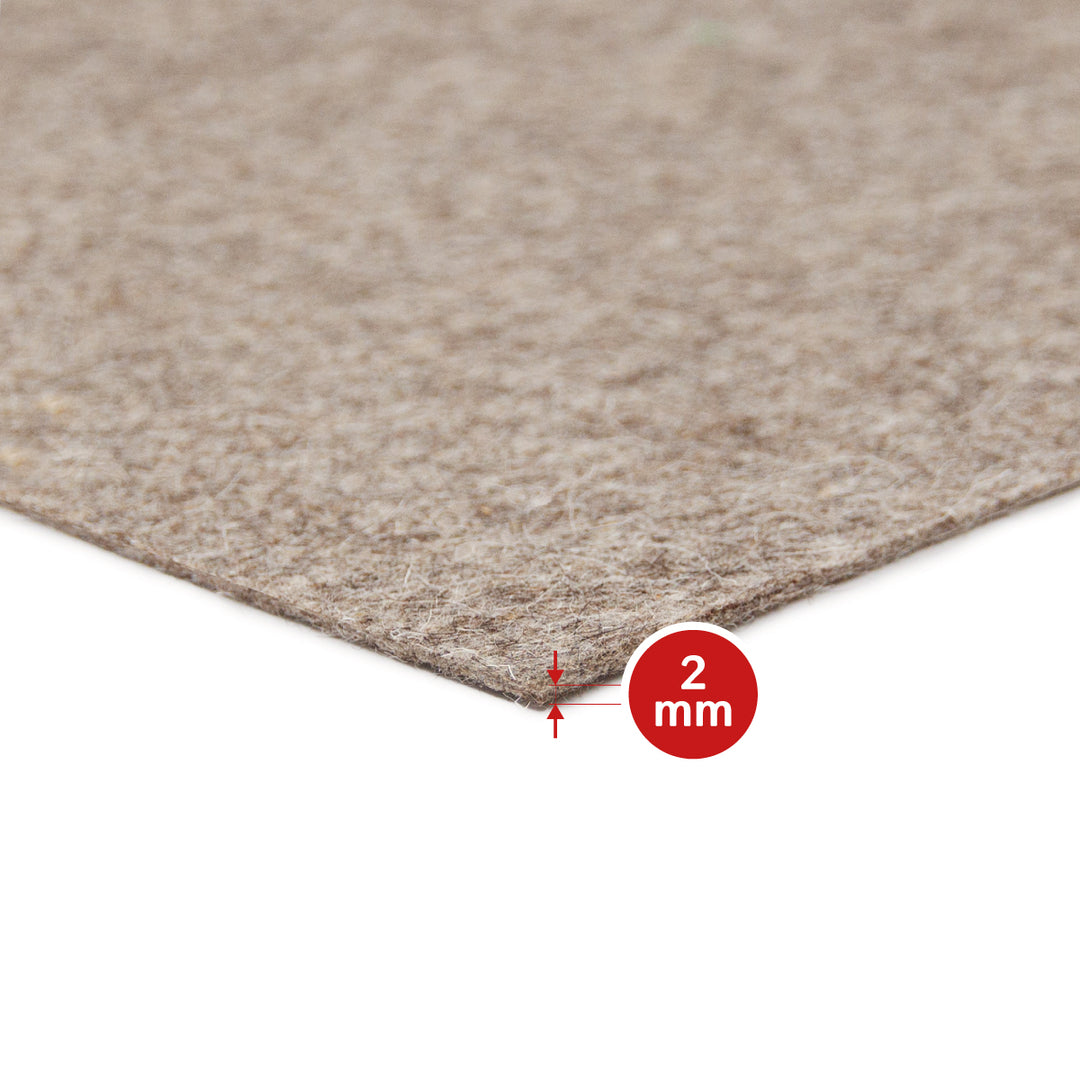 Wool felt by the meter, 2 mm thick, 1.70 m wide (soft 0.20 kg/cdm), thin felt on a roll