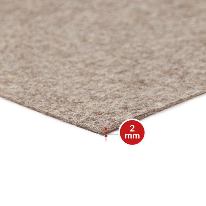 Wool felt by the meter, 2 mm thick, 1.70 m wide (soft 0.20 kg/cdm), thin felt on a roll