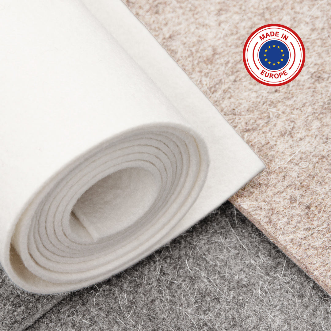 Wool felt by the meter, 2 mm thick, 1.70 m wide (soft 0.20 kg/cdm), thin felt on a roll