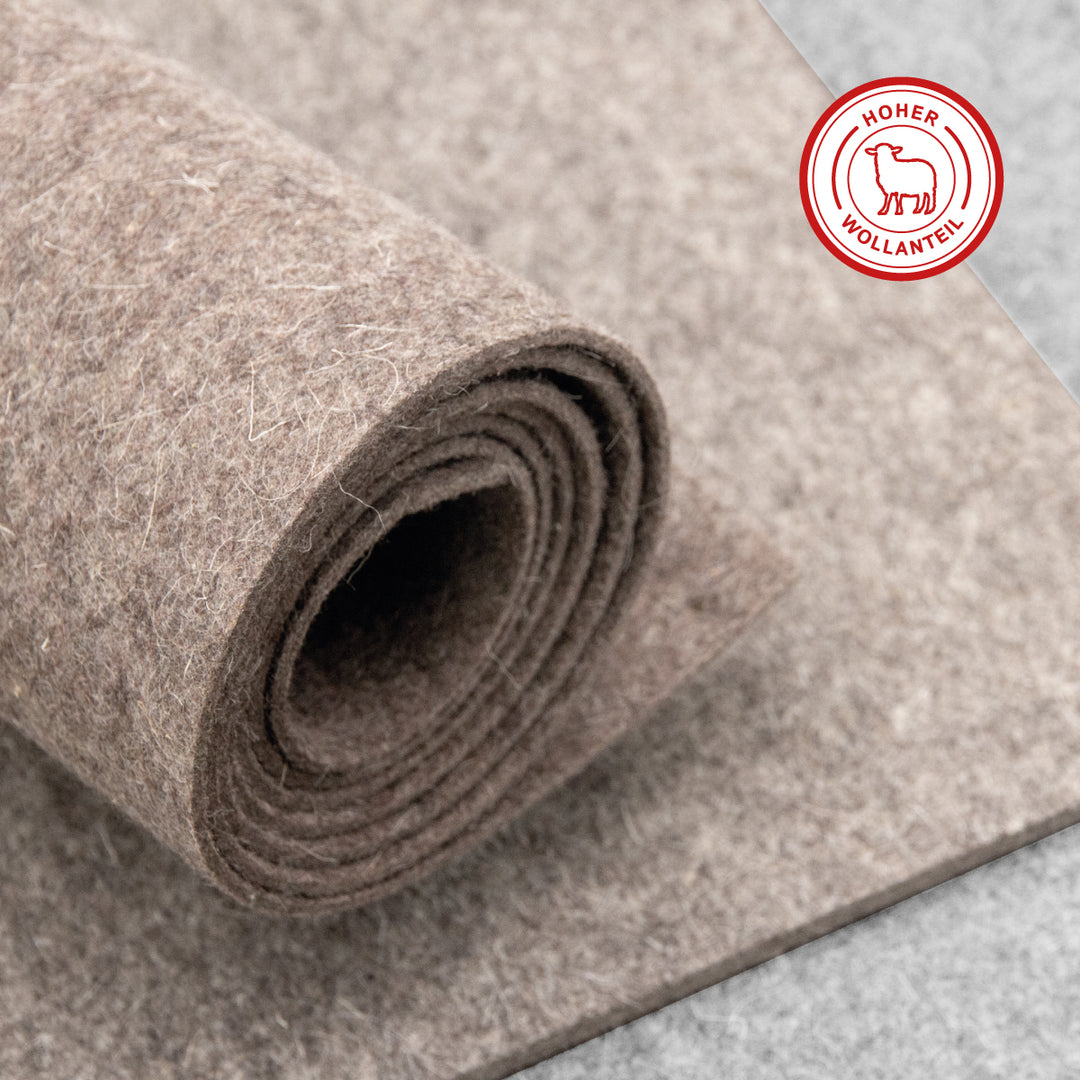 Wool felt by the meter, 2 mm thick, 1.70 m wide (soft 0.20 kg/cdm), thin felt on a roll