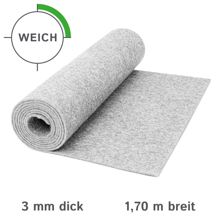 Wool felt sold by the meter 3mm thick, 1.70m wide (soft 0.20 kg/cdm)
