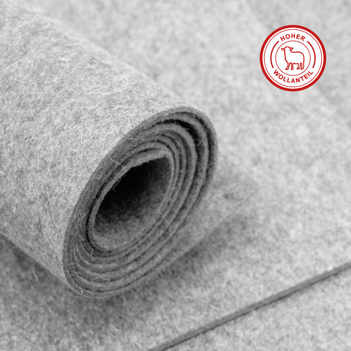 Wool felt by the meter, 3 mm thick, 1.70 m wide (soft 0.20 kg/cdm), thick felt on a roll