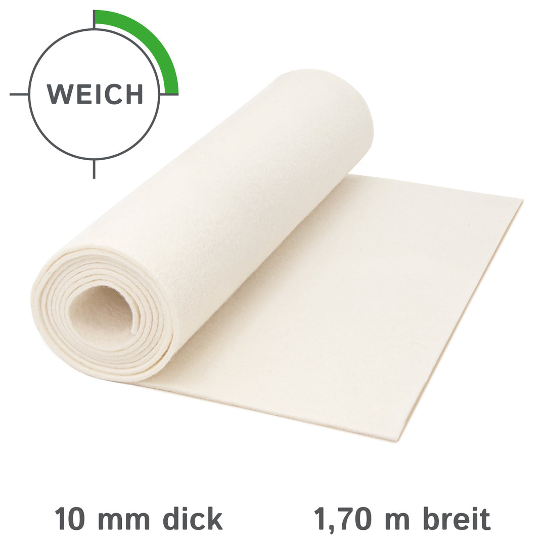 Wool felt sold by the meter 10mm thick, 1.70m wide (soft 0.20 kg/cdm)