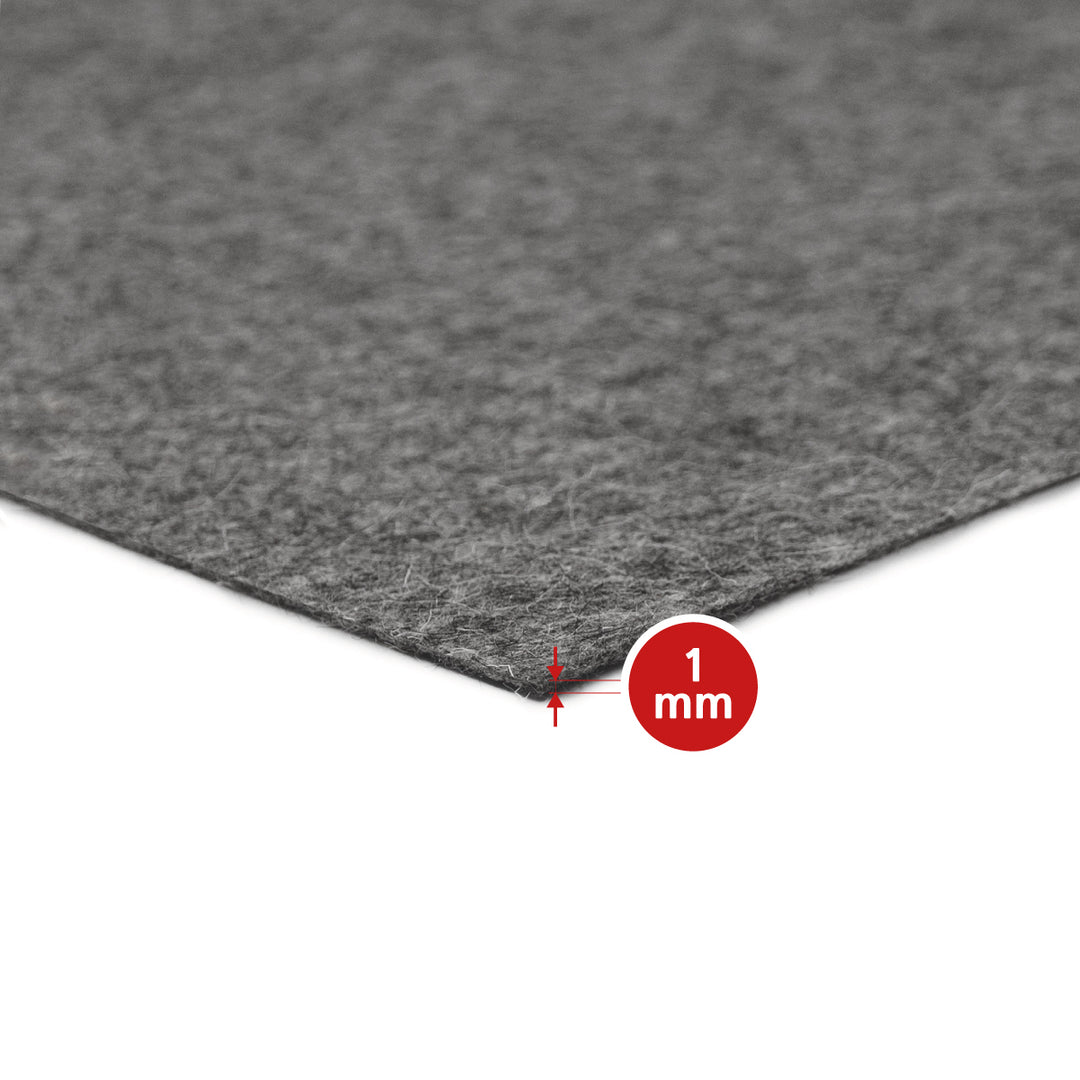 Wollfilz Meterware 1mm dick, 1,50m breit (fest 0,36 kg/cdm), dünner Filz auf Rolle