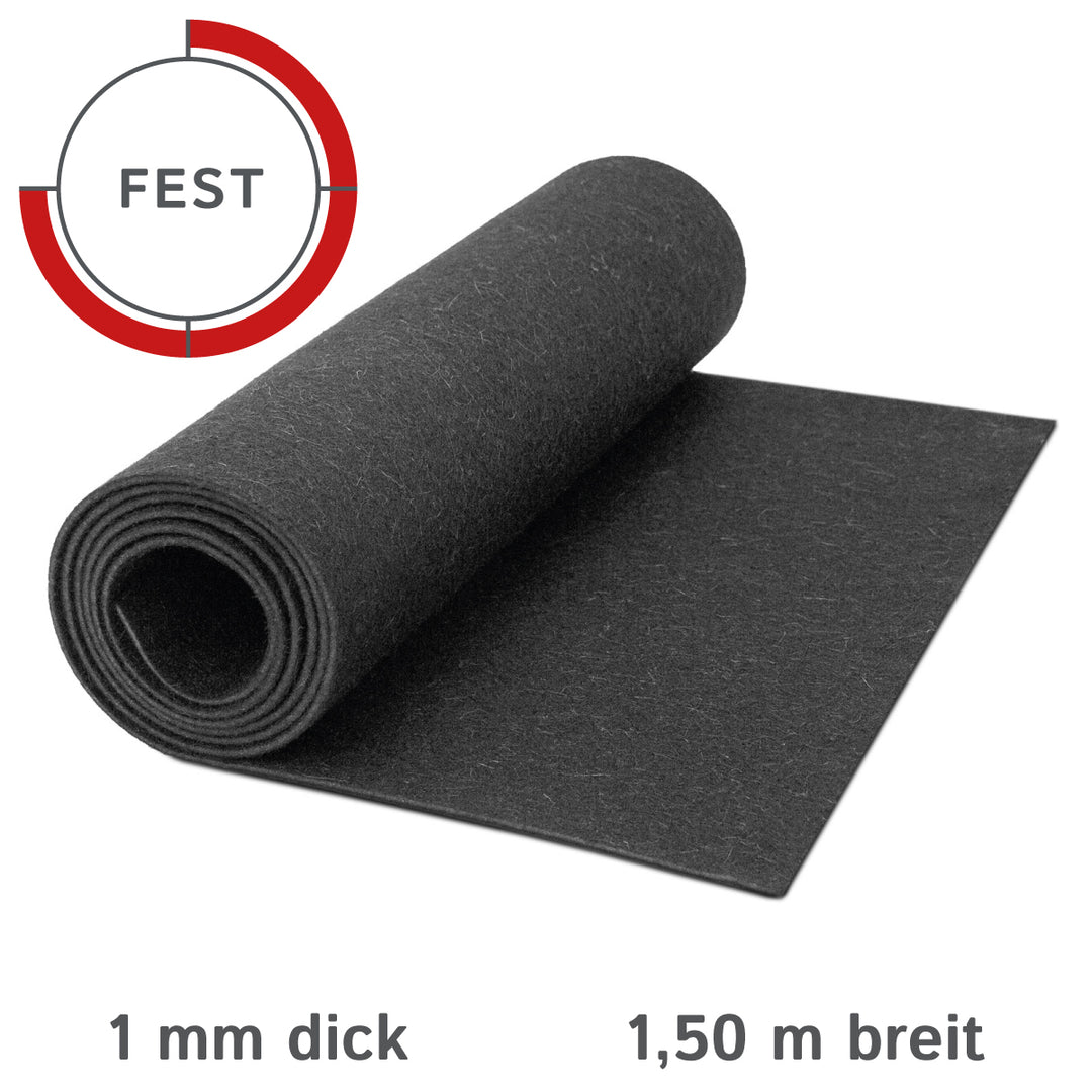 Wollfilz Meterware 1mm dick, 1,50m breit (fest 0,36 kg/cdm), dünner Filz auf Rolle