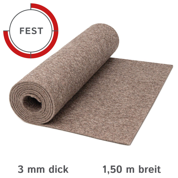 Wool felt sold by the meter 3mm thick, 1.50m wide, wool-white (solid 0.36 kg/cdm)