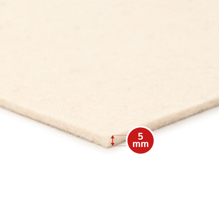 Feutre de laine vendu au mètre, épaisseur 5 mm, largeur 1,50 m, (solide 0,36 kg/m²), feutre épais en rouleau