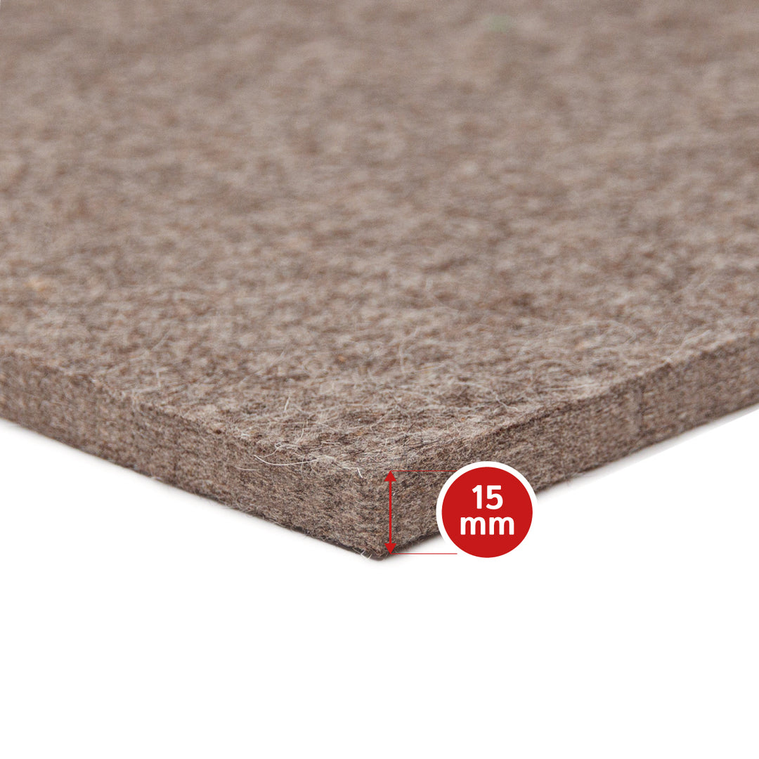 Wollfilz Meterware 15mm dick, 1,50m breit (fest 0,36 kg/cdm), dicker Filz auf Rolle