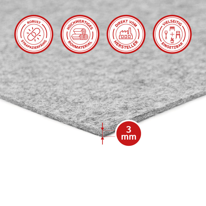 Felt Sheet, 3mm thick (soft 0.20 kg/cdm)