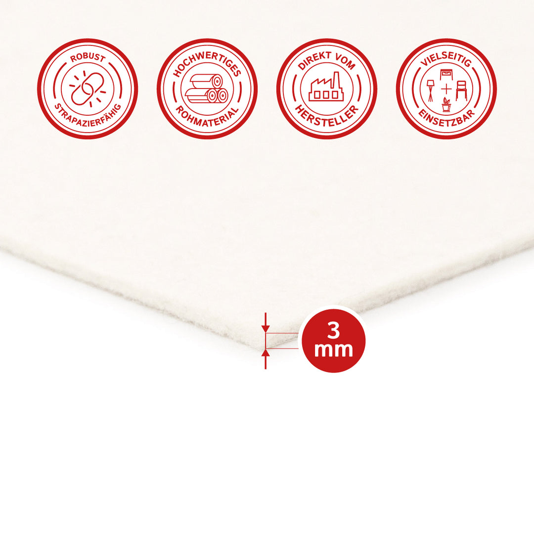 Felt Sheet, 3mm thick (soft 0.20 kg/cdm)