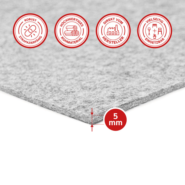 Felt Sheet, 5mm thick (soft 0.20 kg/cdm)