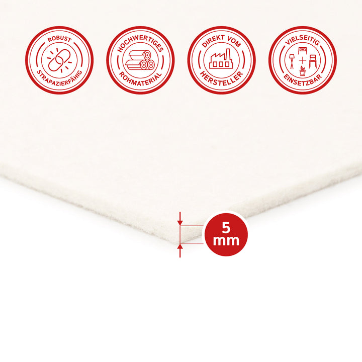 Felt Sheet, 5mm thick (soft 0.20 kg/cdm)