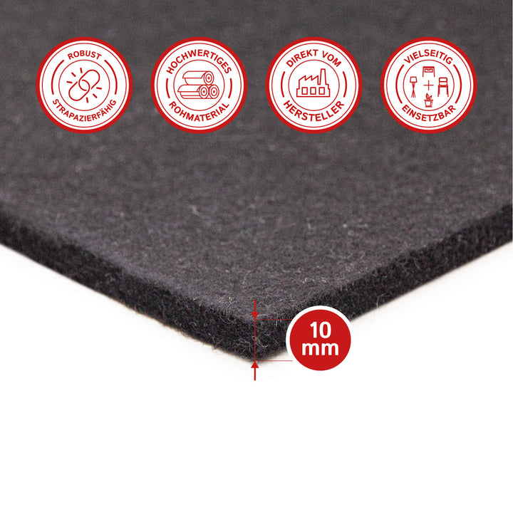 Felt Sheet, 10mm thick (soft 0.20 kg/cdm)