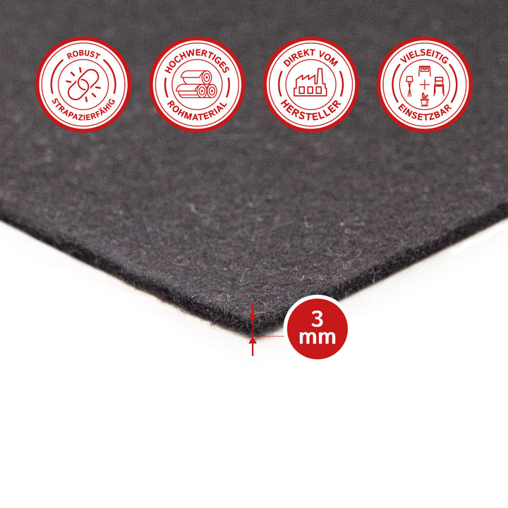 Felt Sheet, 3mm thick (solid 0.36 kg/cdm)