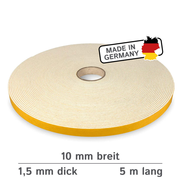 Filzband selbstklebend 10 mm breit, 1,5 mm dick, 5 m lang - vielseitiger Filzstreifen aus Wolle und Viskose