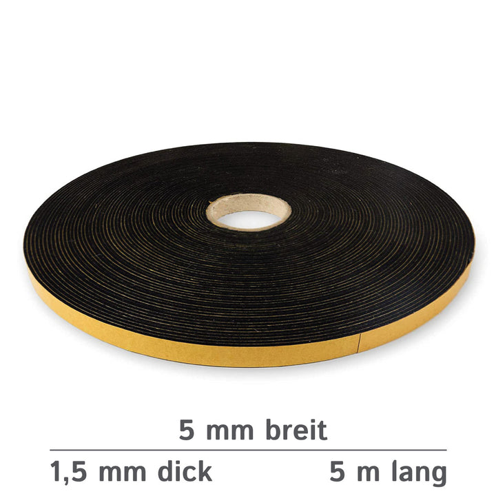 Filzband selbstklebend 5 mm breit, 1,5 mm dick, 5 m lang - vielseitiger Filzstreifen aus 90% Viskose und 10% Polypropylen