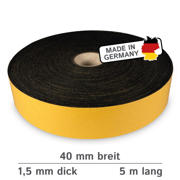 Filzband selbstklebend 40 mm breit, 1,5 mm dick, 5 m lang - vielseitiger Filzstreifen aus Wollfilz und Viskose