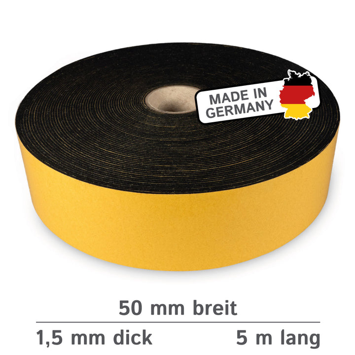 Filzband selbstklebend 50 mm breit, 1,5 mm dick, 5 m lang - vielseitiger Filzstreifen aus 90% Viskose und 10% Polypropylen