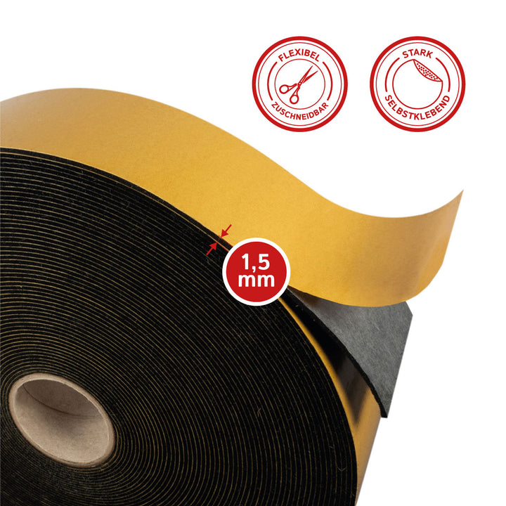 Filzband selbstklebend 50 mm breit, 1,5 mm dick, 5 m lang - vielseitiger Filzstreifen aus 90% Viskose und 10% Polypropylen