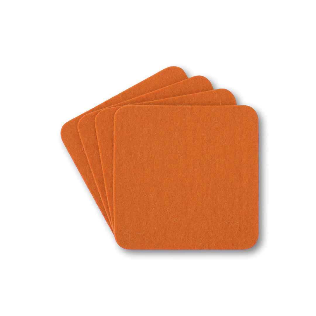 Beer mat coasters made of felt from filzbrand, rounded corners, 9 x 9 cm, 3 mm thick, 4 pieces, anthracite