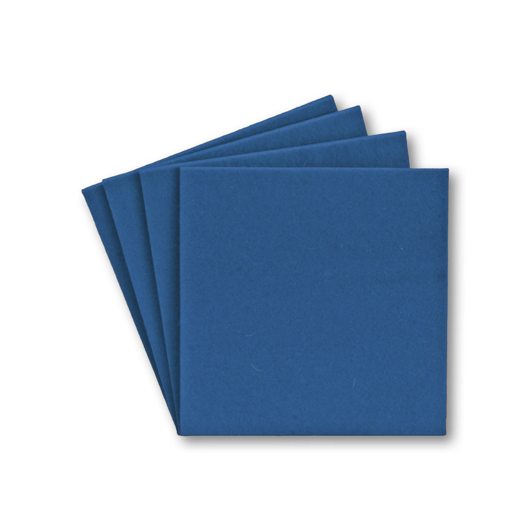 Dessous de verre en feutre design de Filzbrand, carrés, 11 x 11 cm, 5 mm d'épaisseur, 4 pièces, bleu foncé
