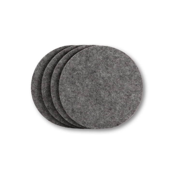 Coasters made of designer felt from filzbrand, round, 10 cm Ø, 5 mm thick, 4 pieces, coral