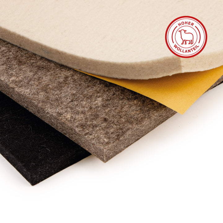 Feuille de feutre, autocollante, épaisseur 10 mm, (solide 0,36 kg/cdm)