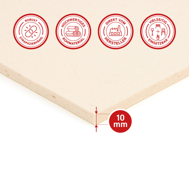 Feuille de feutre, autocollante, épaisseur 10 mm, (solide 0,36 kg/cdm)